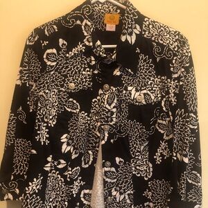 Floral Black and White Women's Jacket